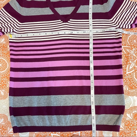 Tommy Hilfiger Long Sleeve V-Neck Stripe Sweater - Picture 10 of 10